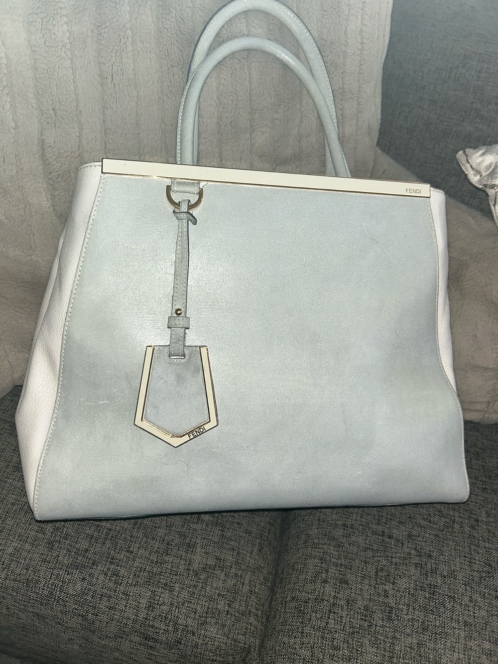 Fendi 2Jours white and rare mint green Medium Tote Bag - Picture 3 of 17